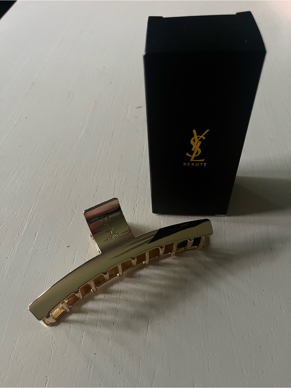 Yves Saint Laurent Beaute Gold Logo Hair Claw Clip